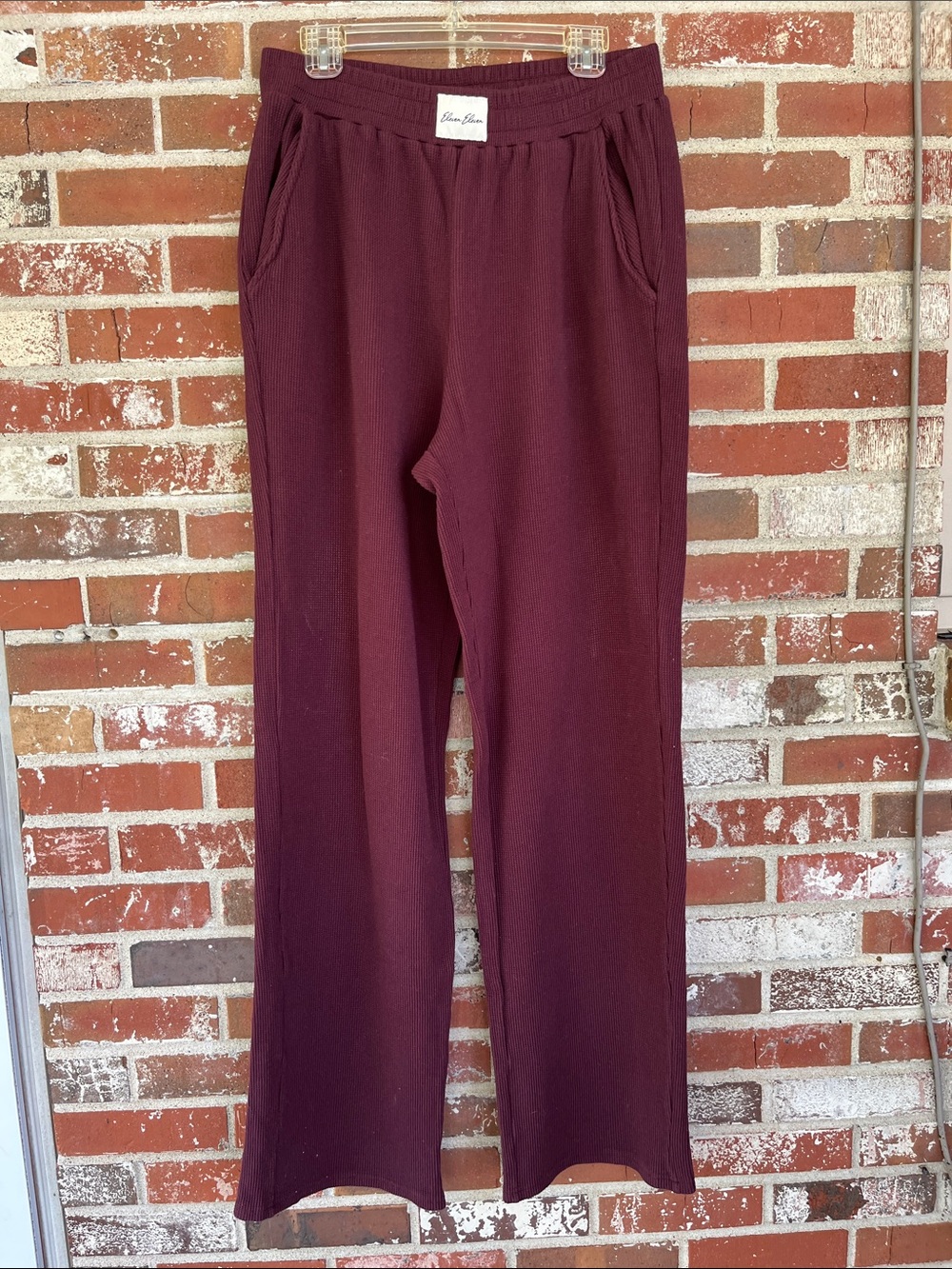 Eleven Eleven Maroon Waffle Lounge Pants Size Large Tall